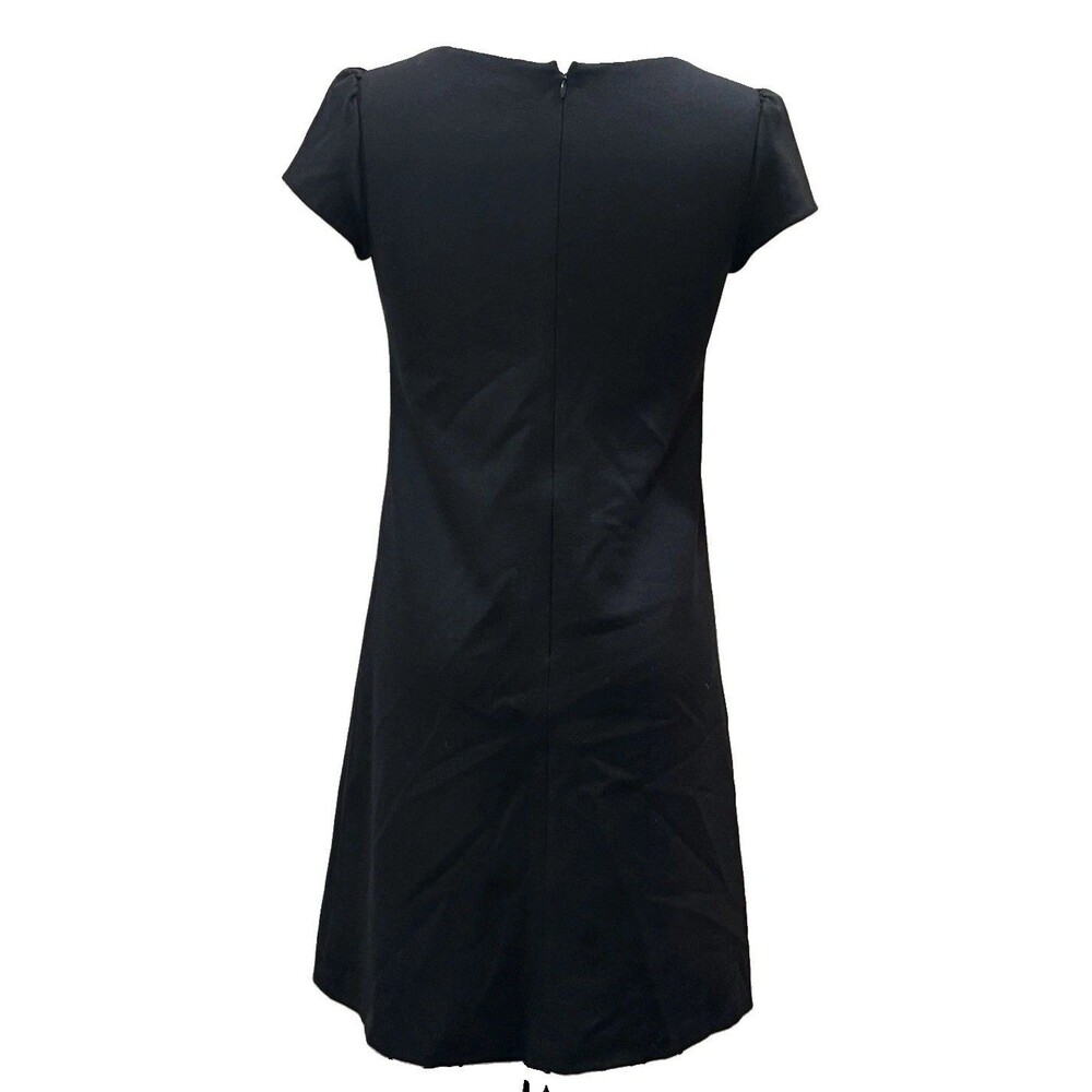 Theory BLK Wool Short Sleeve Dress With Sequin Neckline Women Sz 2 Minimal EUC - Picture 3 of 11